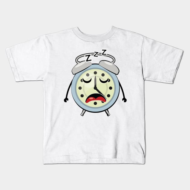 Sleeping Alarm Clock - Funny Illustration Kids T-Shirt by DesignWood Atelier